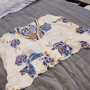 Floral Z&L Europe V-Neck Ruffle Swim Coverup New With Tags!